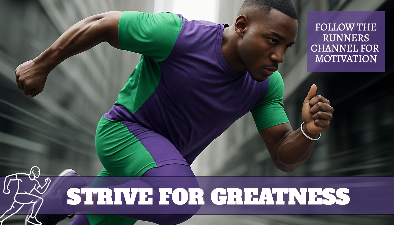Dynamic Male Runner in Urban Setting Motivational Banner