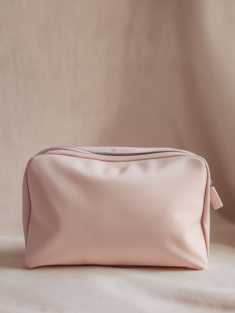 Minimalist Light Pink Toiletry Bag Photography Mockup