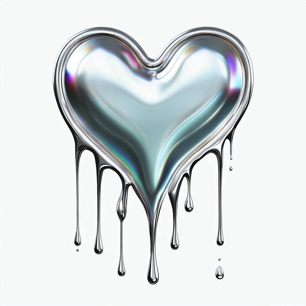 Dripping Metallic Heart Shape Art with Iridescent Effect Mug