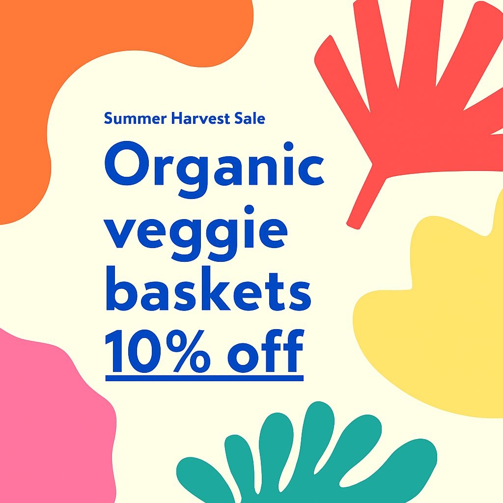 Vibrant Summer Harvest Sale Promotional Graphic for Organic Veggies Ads