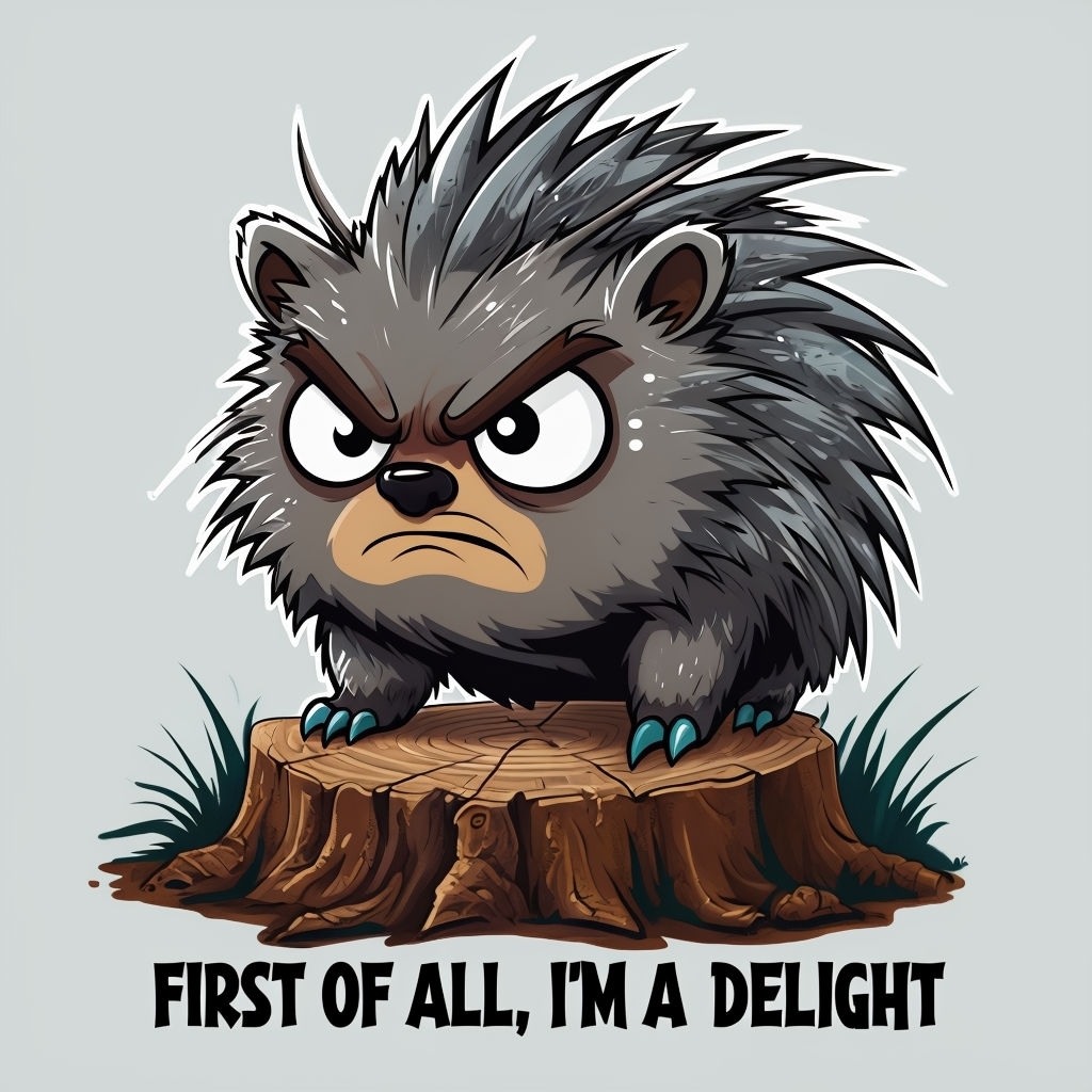 Angry Cartoon Porcupine with Humor T-Shirt