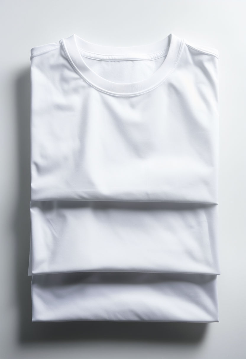 Minimalist Neatly Folded White T-Shirt Top-Down Photography Mockup