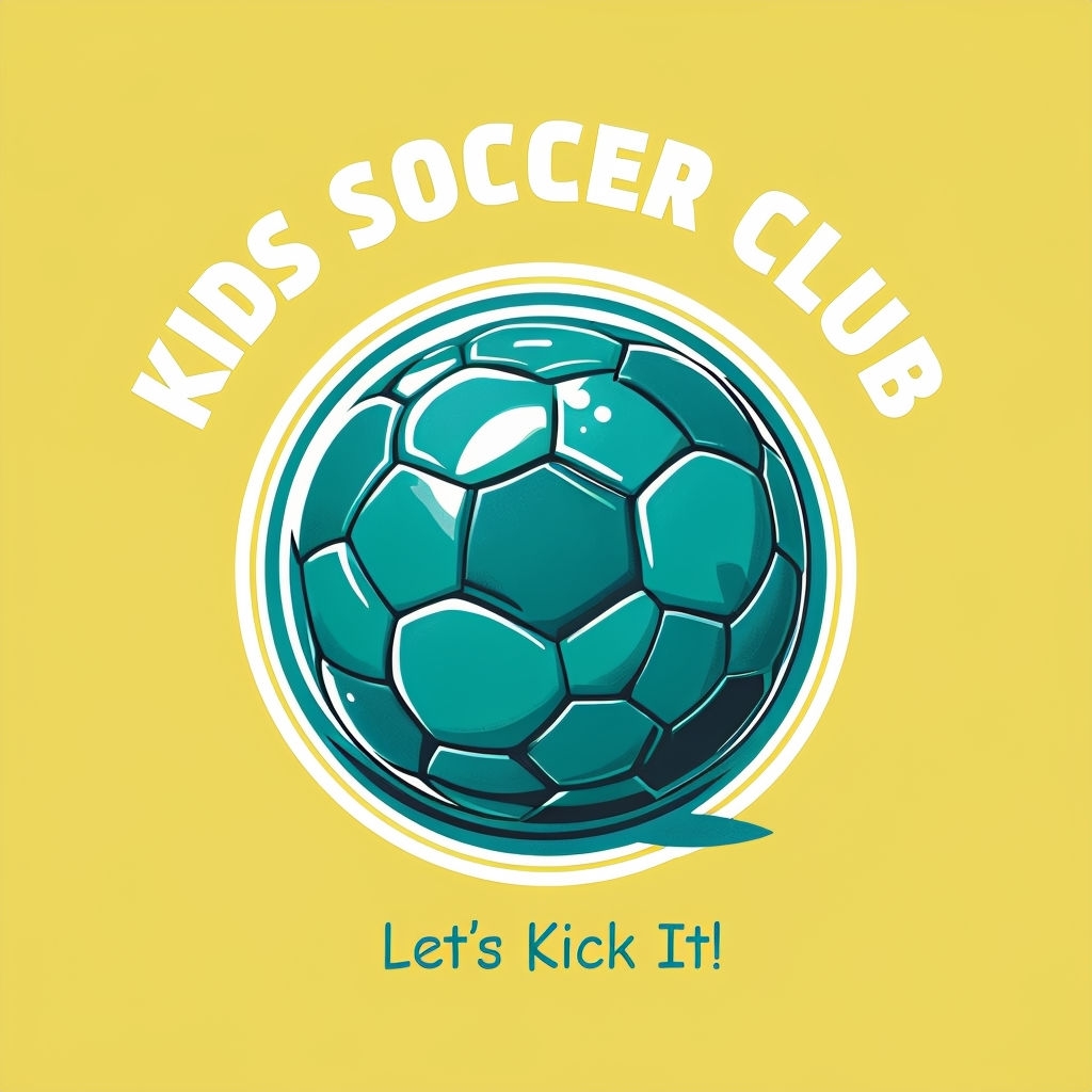 Playful Kids Soccer Club Logo with Cartoon Soccer Ball