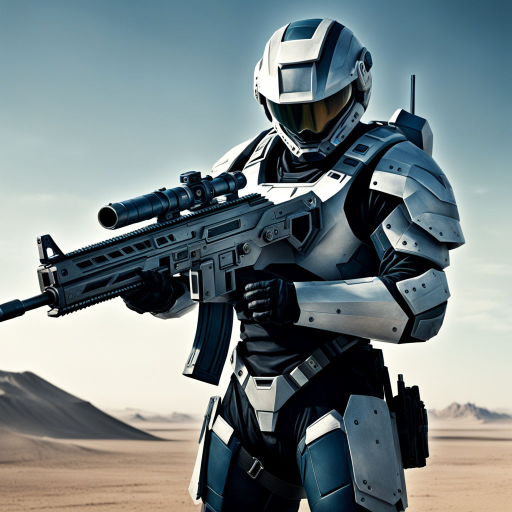 halo spartan holding a rifle