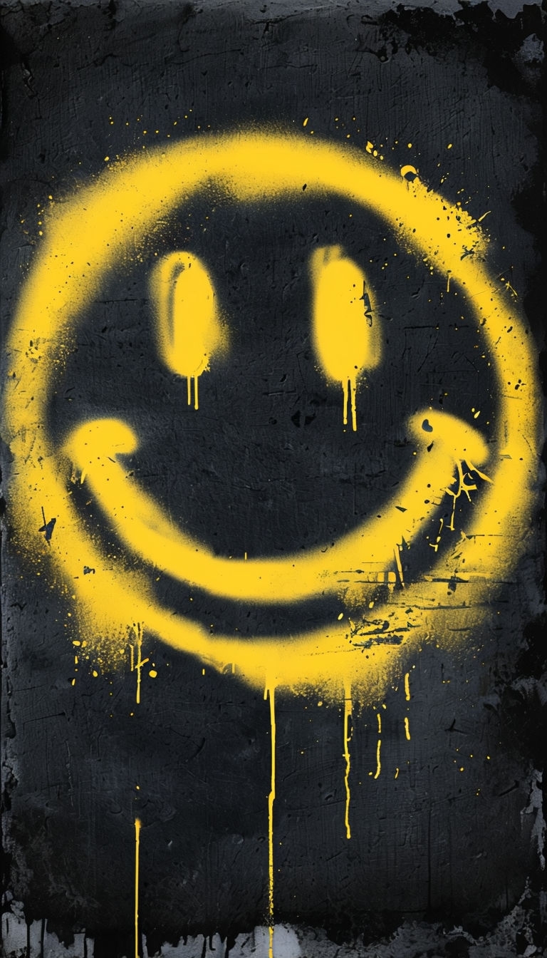 Bold Yellow Smiley Face Street Art Design Phone Case Cover