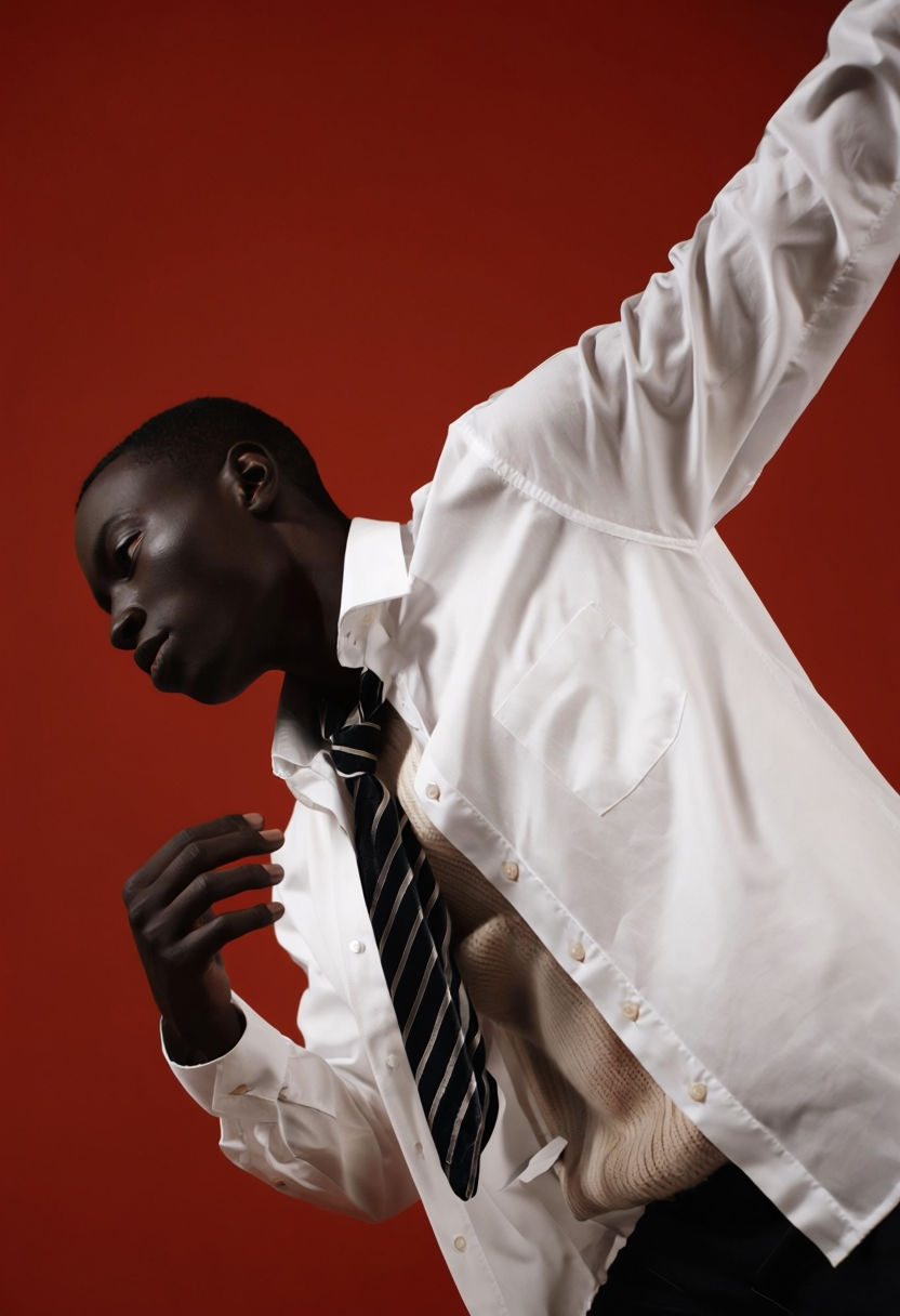 Contemporary Fashion Photograph with White Shirt and Scarf Art