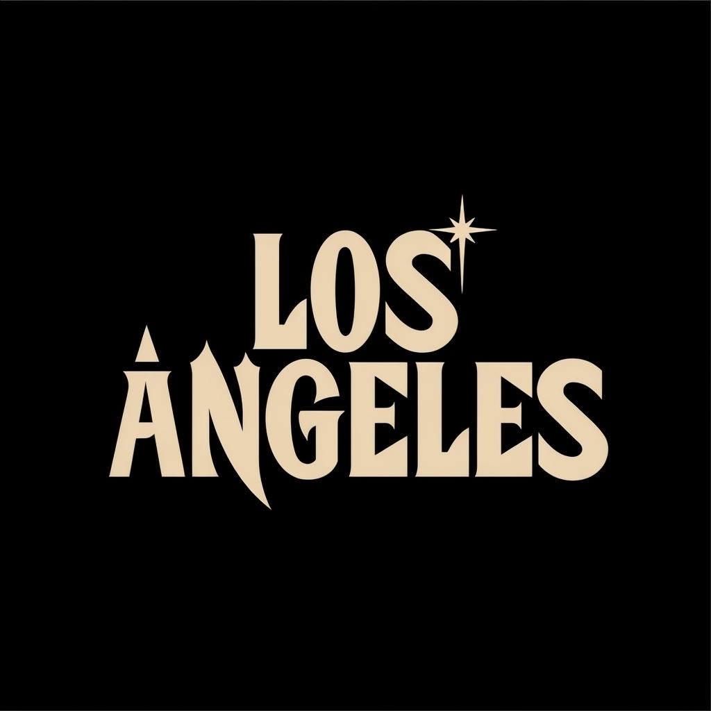 Bold Los Angeles Typography Design on Black Background T-shirt