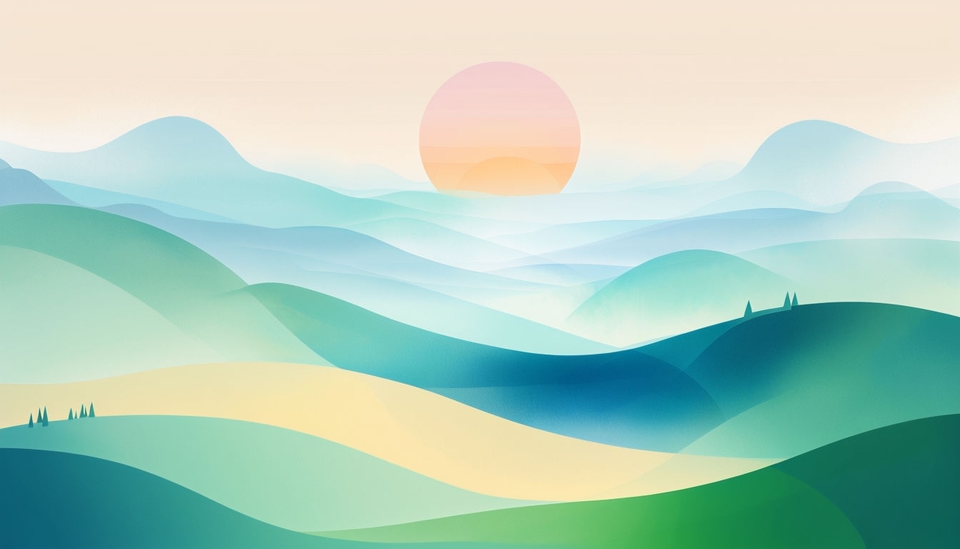 Tranquil Soft Gradient Hills Landscape Virtual Background