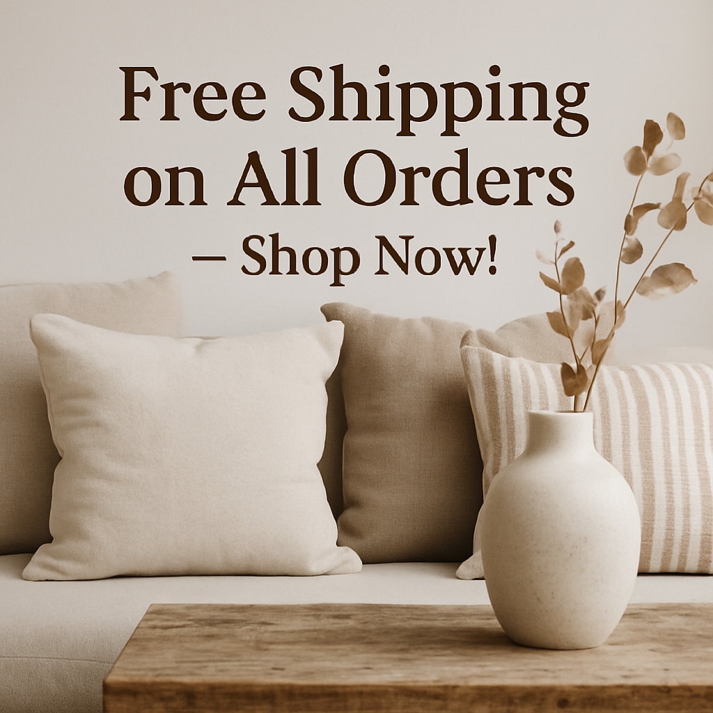 Cozy Beige Sofa Minimalist Photography with Free Shipping Ad
