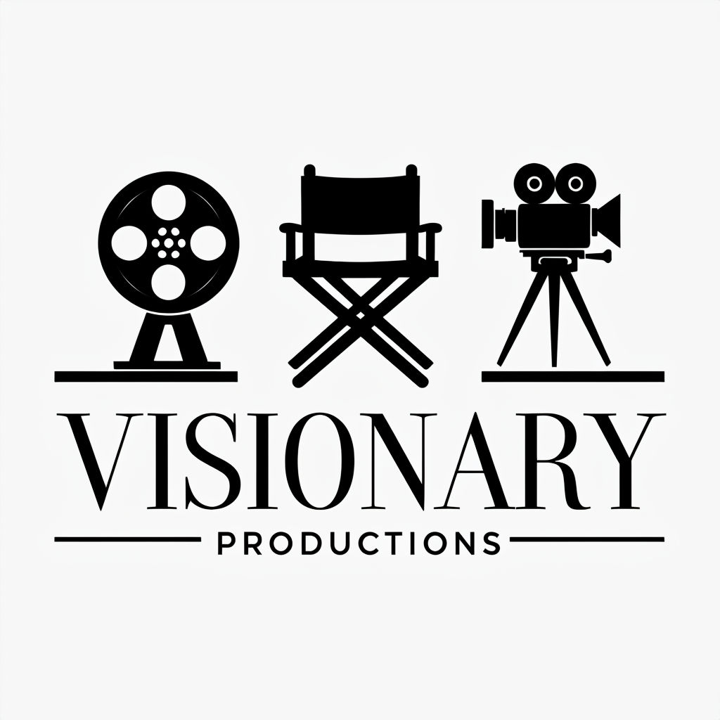 Elegant Visionary Productions Logo with Filmmaking Icons