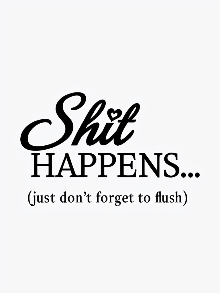 Humorous Minimalist Typography Design 'Shit HAPPENS...' Poster