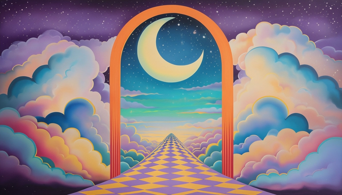 Surreal Archway into Dreamlike Landscape Virtual Background