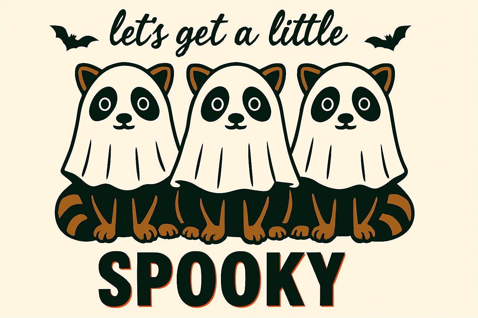Cute Cartoon Raccoons in Ghost Costumes for Halloween T-Shirt