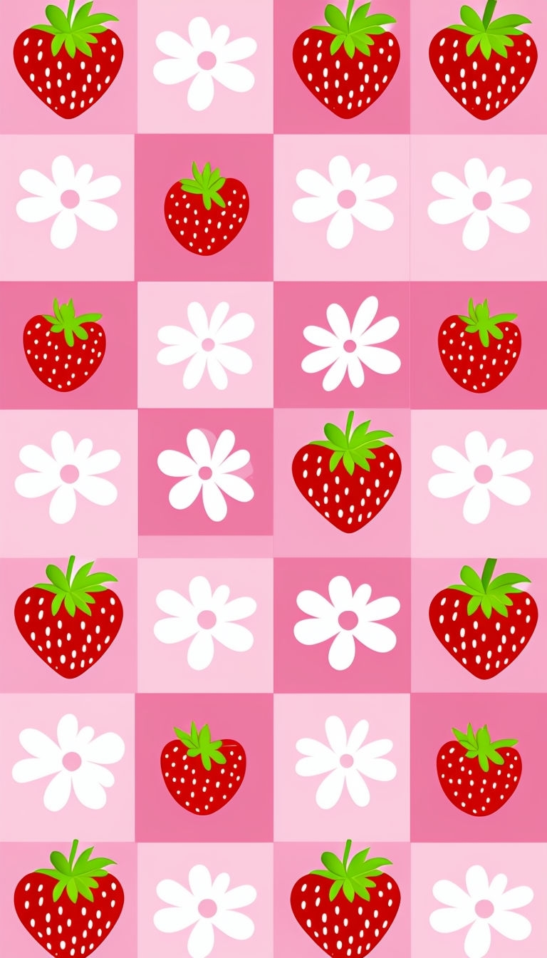 Playful Strawberry and Flower Pattern Phone Case Cover