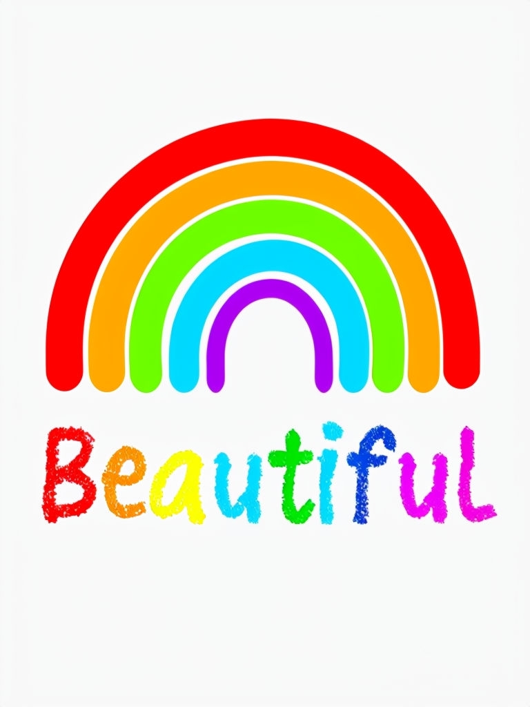 Vibrant Rainbow Beautiful Text Minimalist Illustration T-shirt