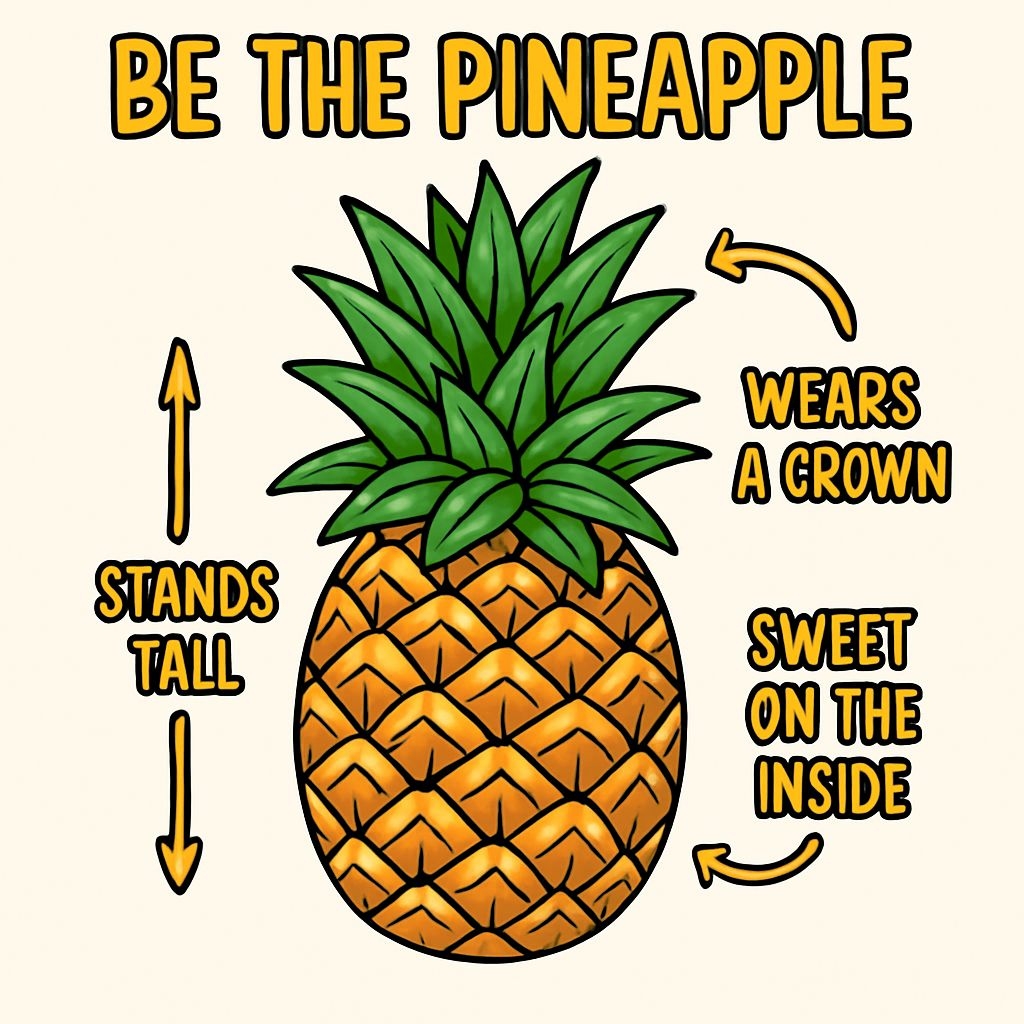 Be the Pineapple Motivational Cartoon T-Shirt