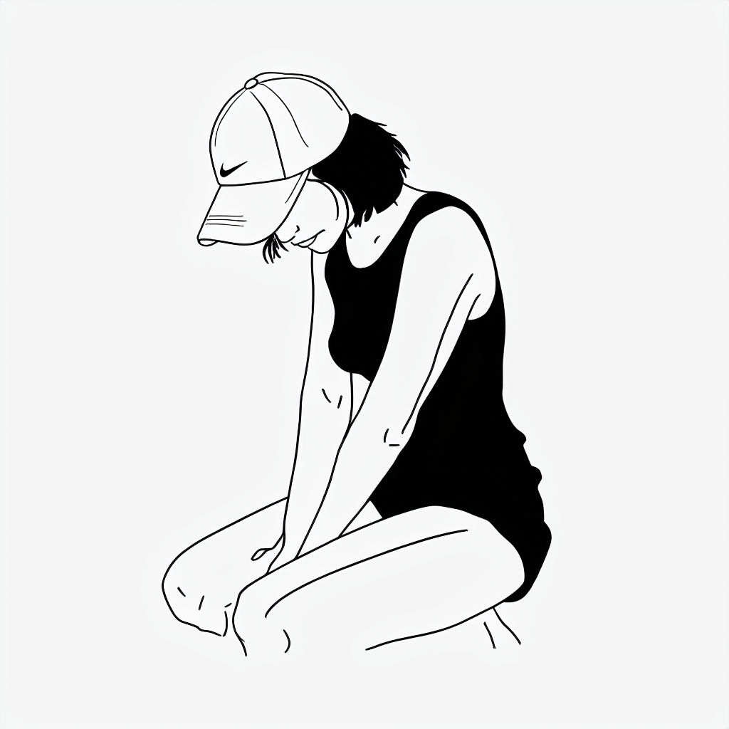 Minimalist Female Figure Kneeling in Contemplation T-shirt