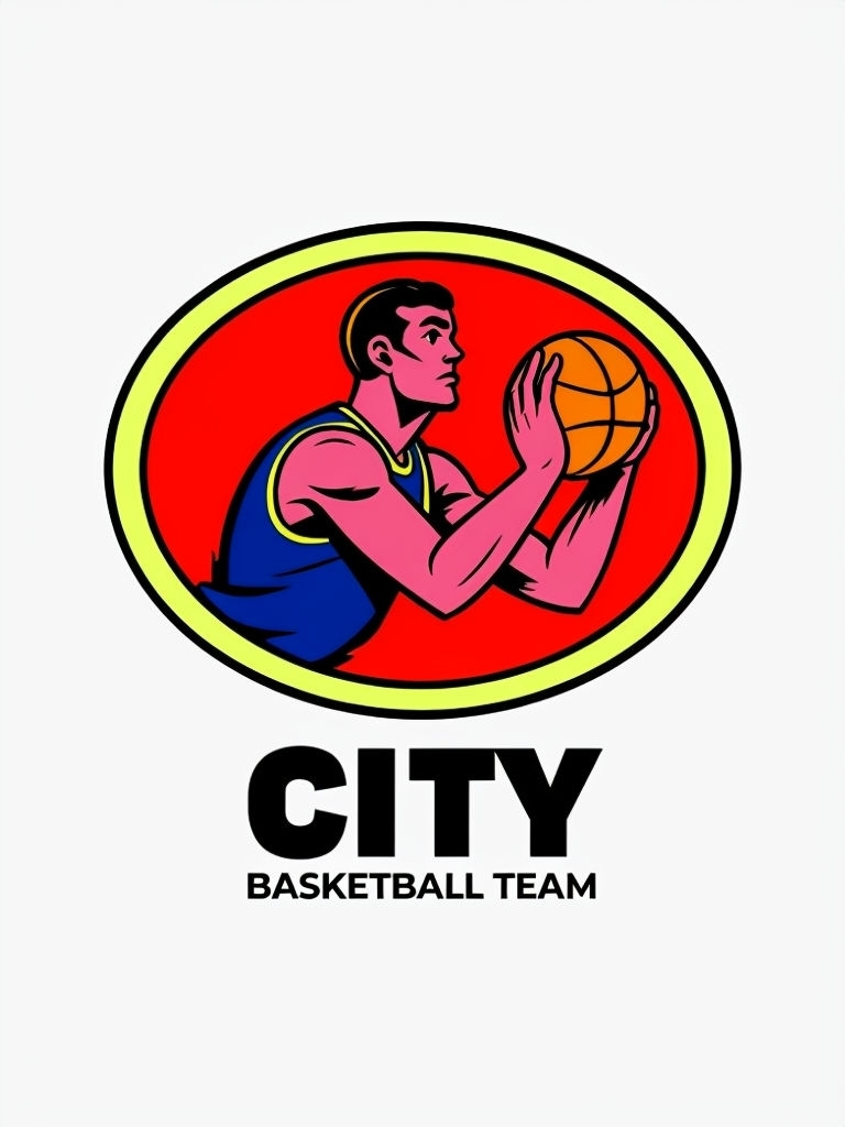 Dynamic Vintage Basketball Player Logo T-Shirt