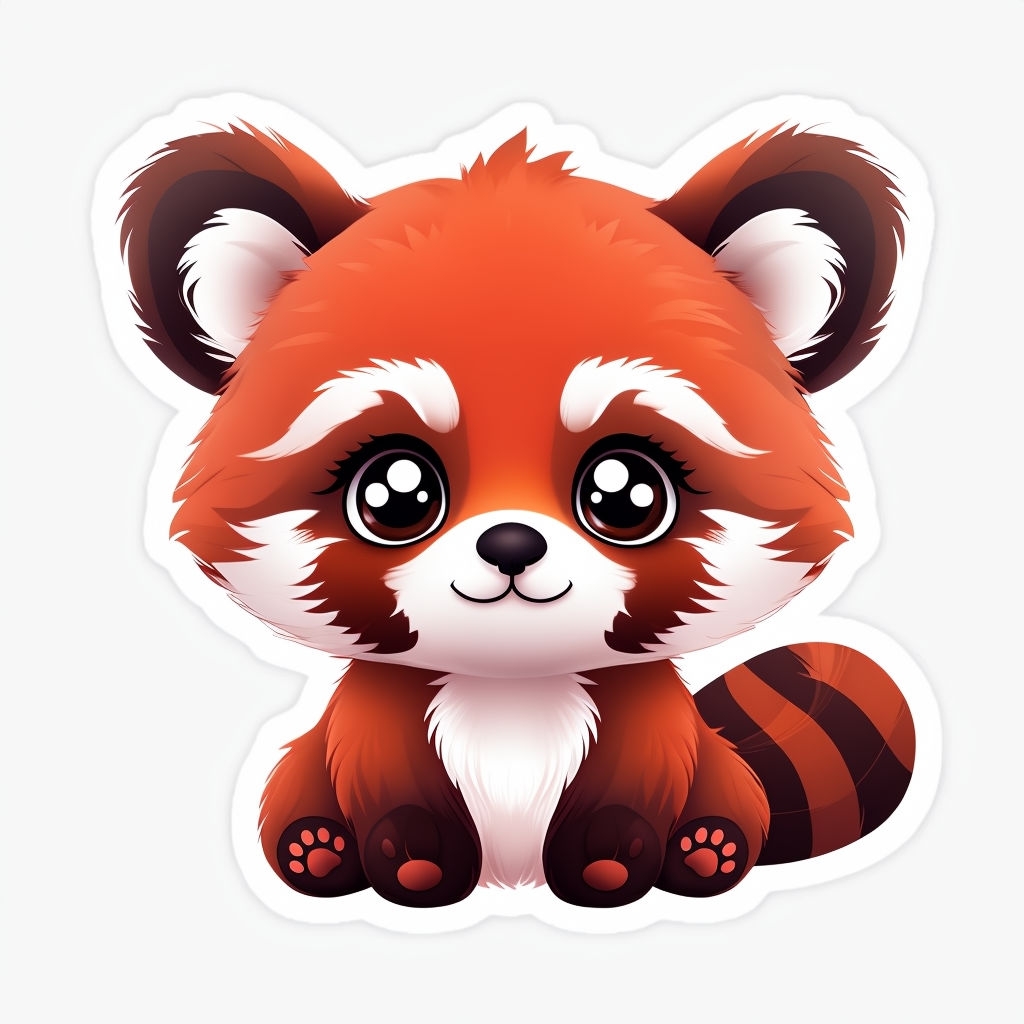 Kawaii Cute Cartoon Red Panda Sticker Design for Animal Lovers