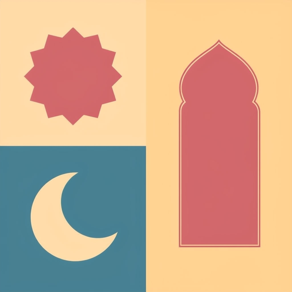 Geometric Shapes 2x2 Grid Illustration in Soft Colors Pattern