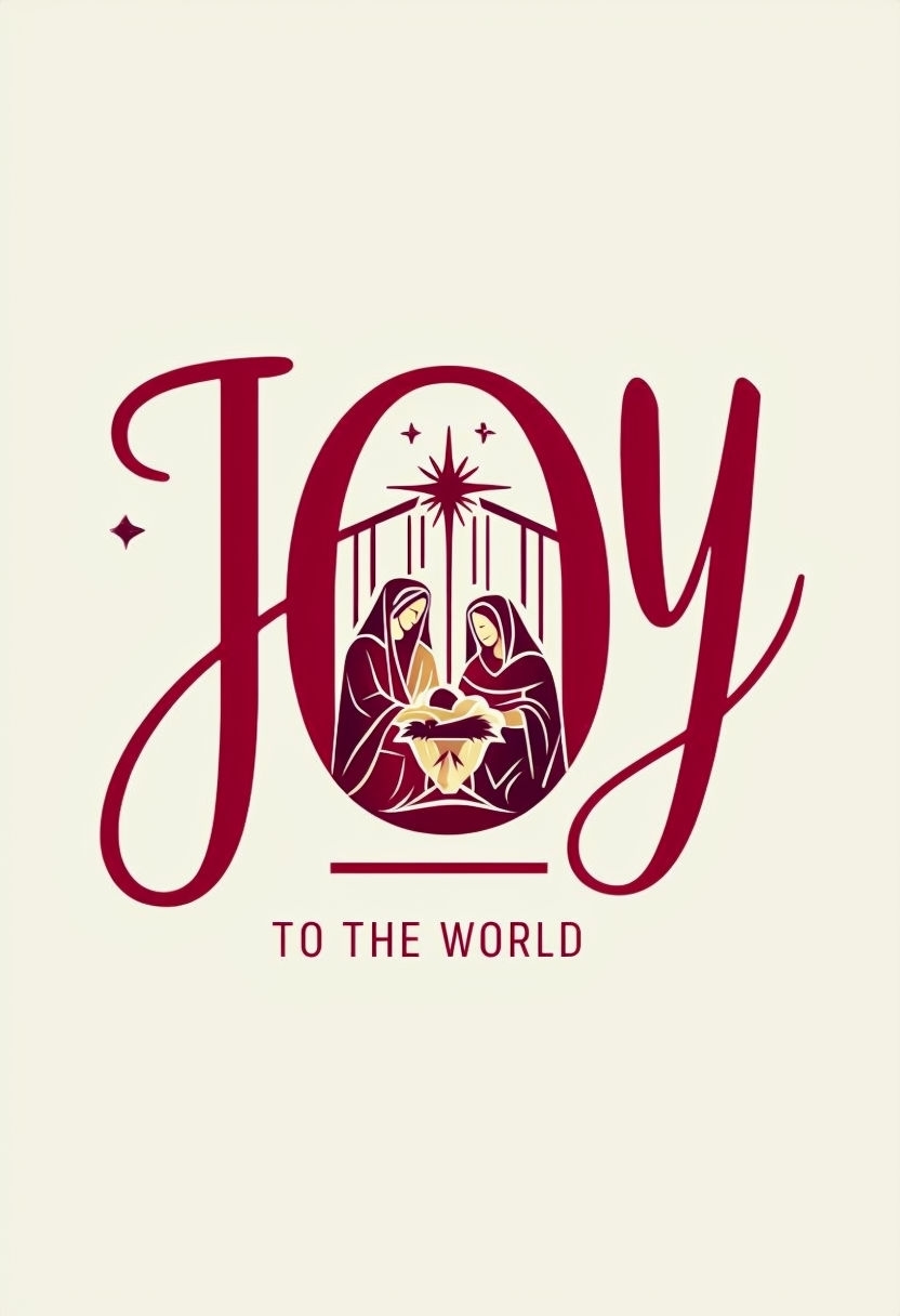 Contemporary Joy Nativity Scene Holiday Art Print Design Card & Invite