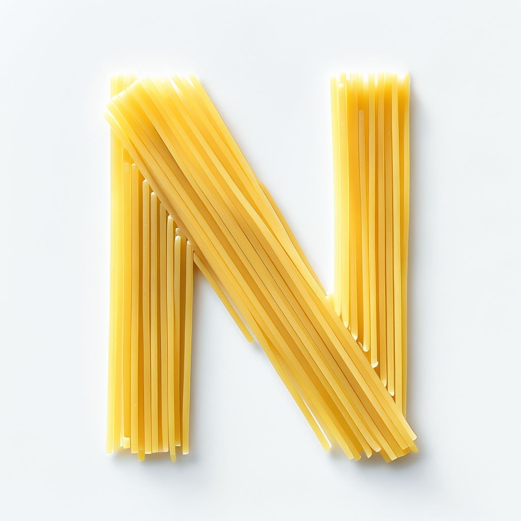 Organic Uppercase N Monogram Crafted from Spaghetti Strands Sticker