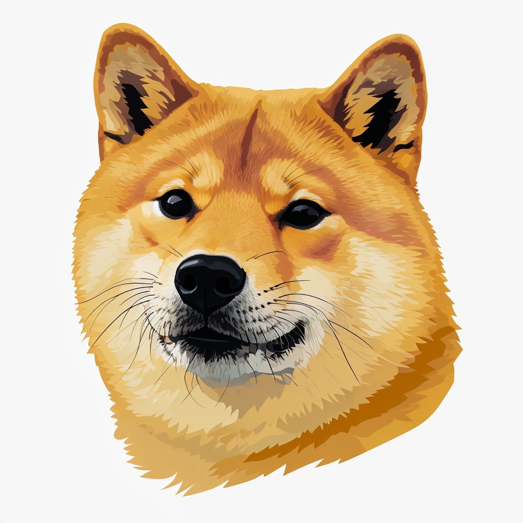 Cute Shiba Inu Dog Face Digital Illustration Sticker