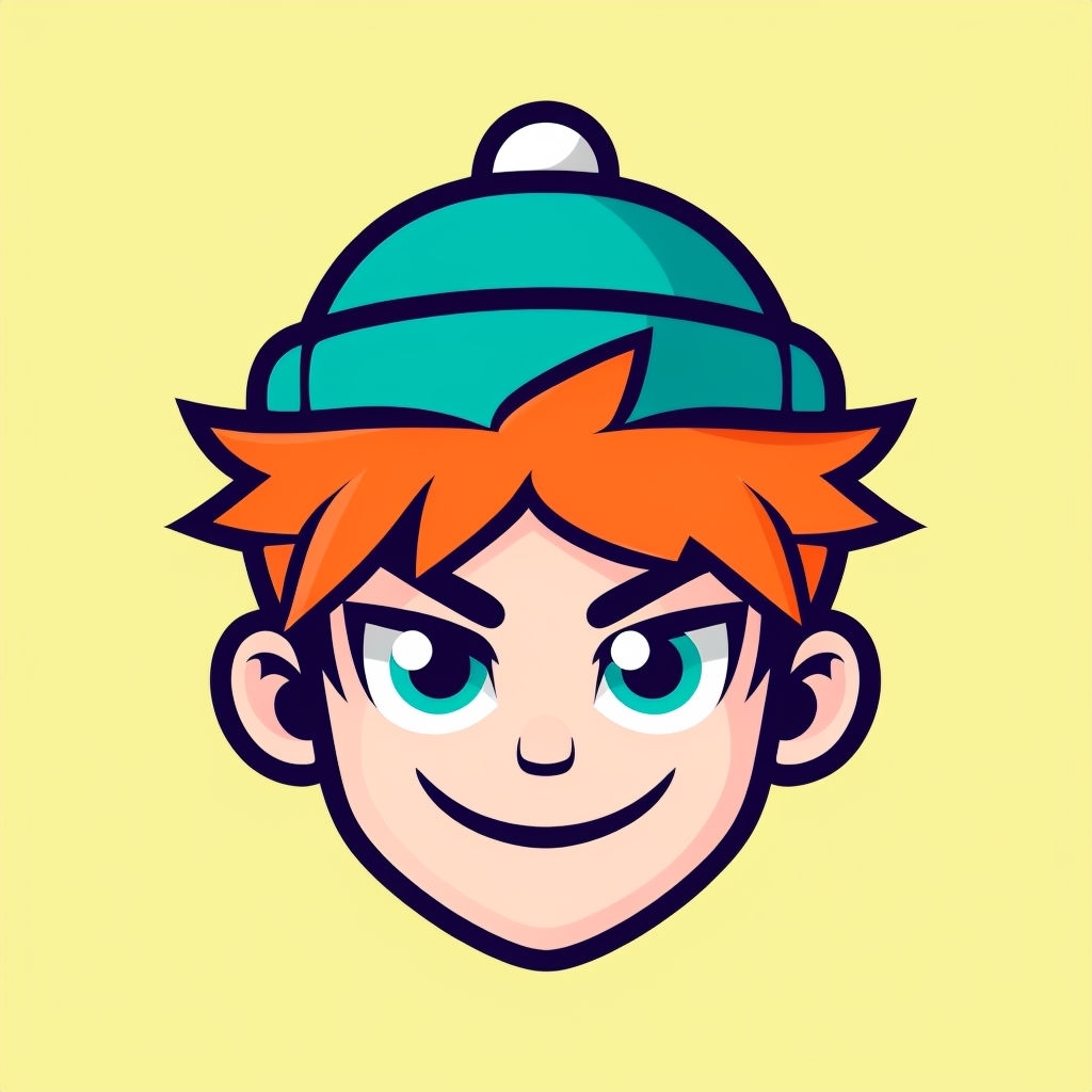 Vibrant Cartoon Character Face with Teal Beanie Sticker