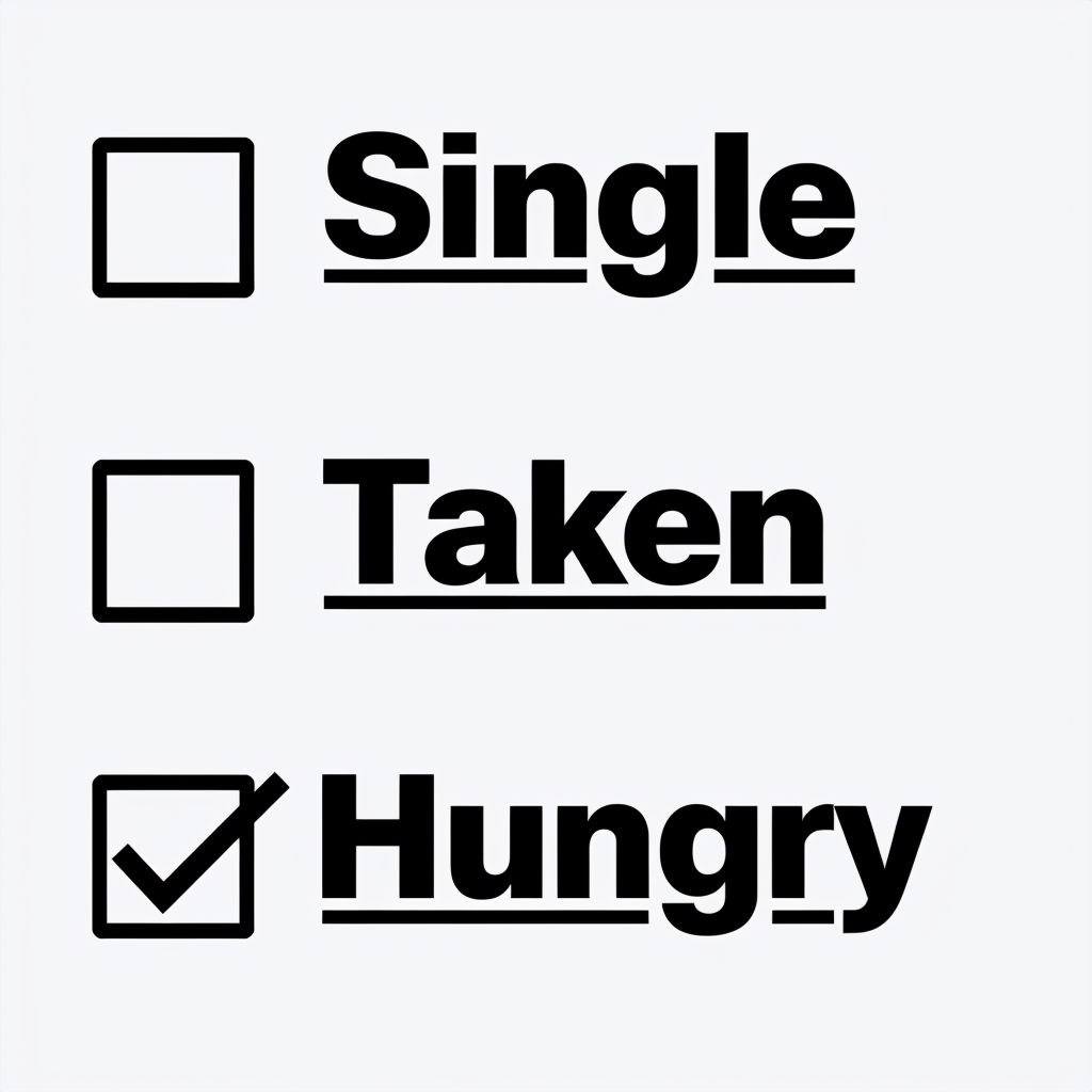 Minimalist Checkboxes Single Taken Hungry Sticker
