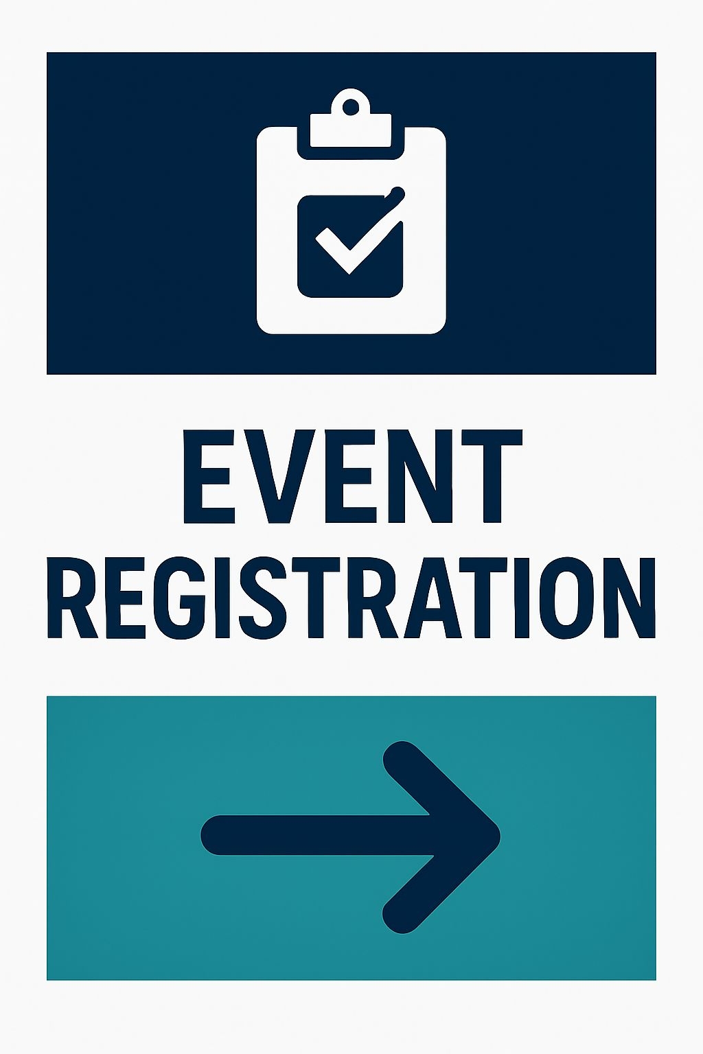 Minimalist Event Registration Sign with Clipboard and Arrow Design Event Sign