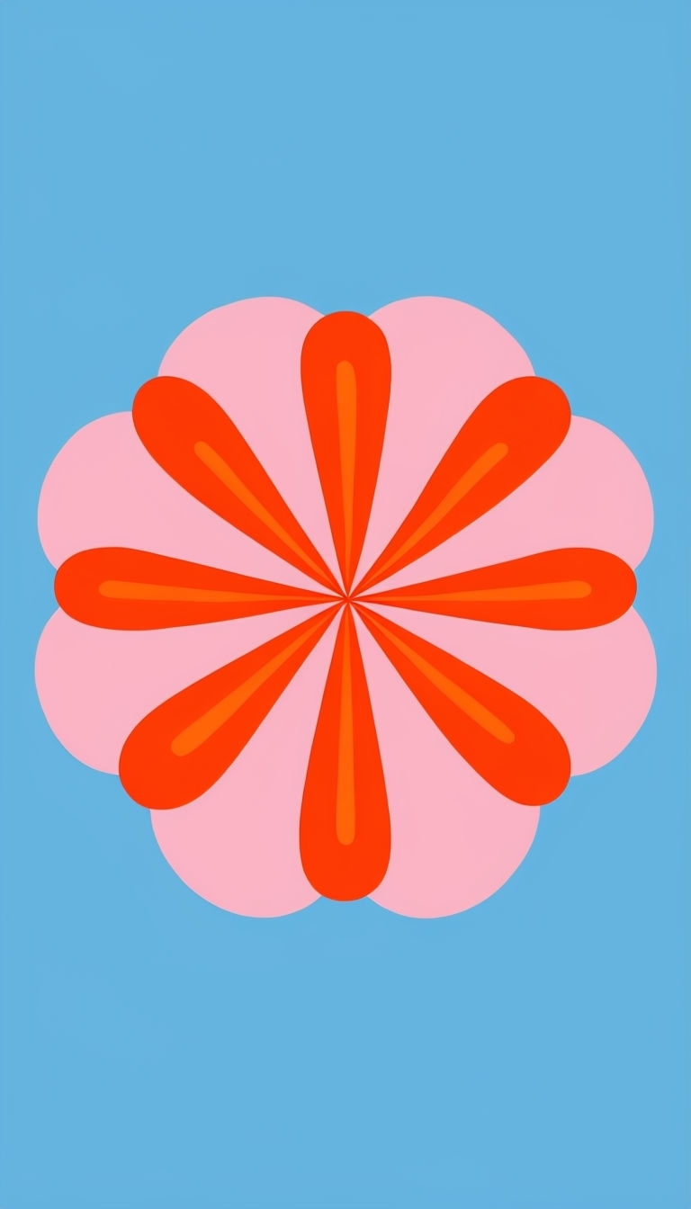Playful Floral Minimalist Design on Sky Blue Phone Case Cover