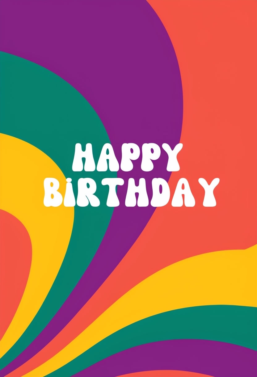 Vibrant Retro Birthday Card with Bold Color Bands Design Cards & Invites