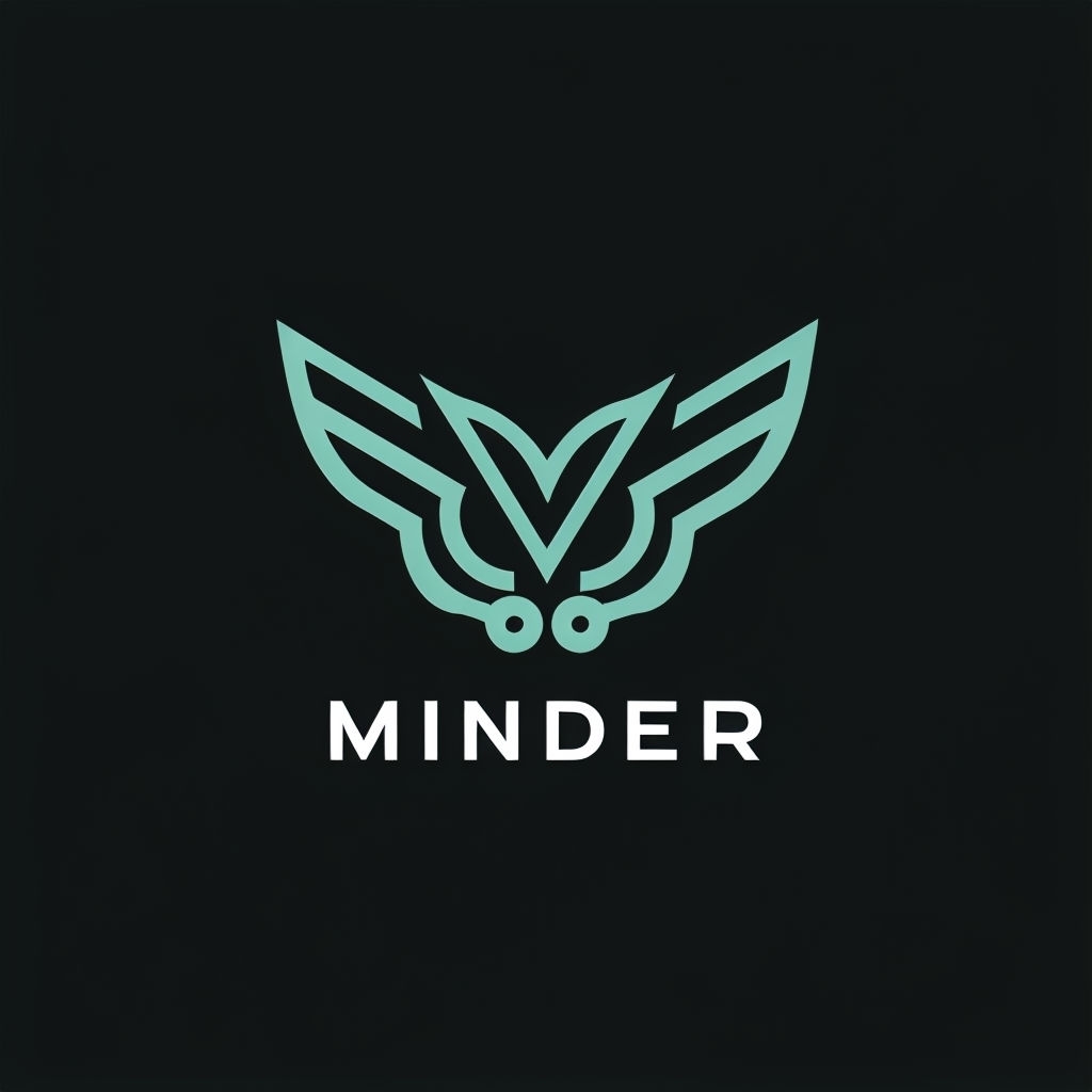Modern Minimalist Owl-Inspired Logo Design in Teal and Black Background Logo