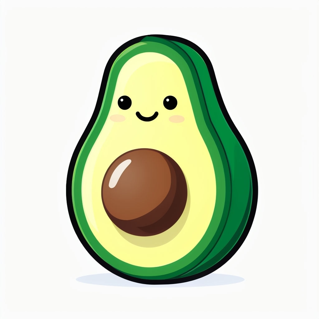 Cute Chibi Smiling Avocado Cartoon Sticker