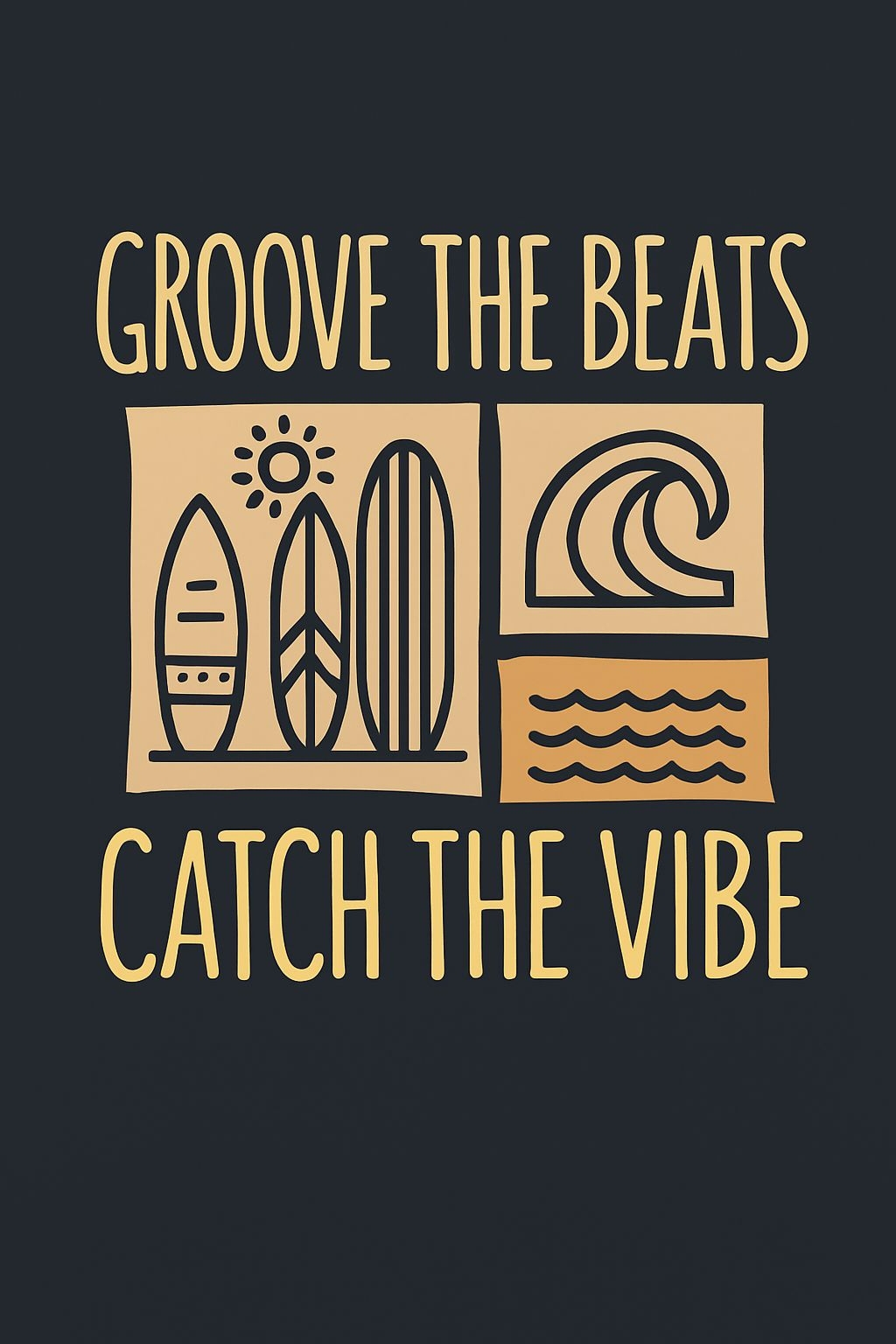 Energetic Groove the Beats Surfboard T-Shirt Design