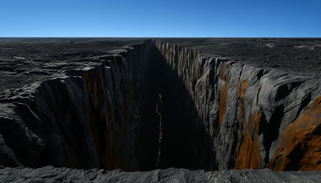 Realistic Deep Fissure Virtual Background with Rocky Landscape