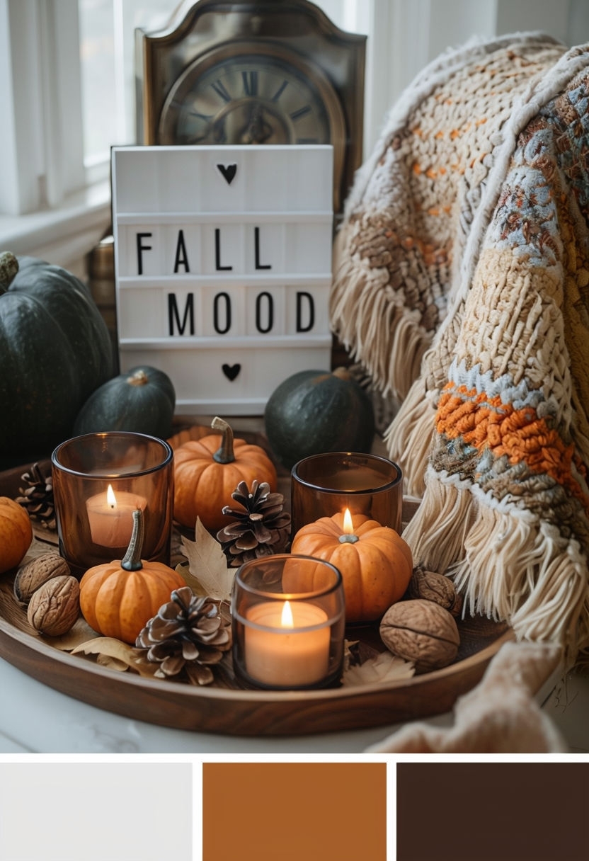 Cozy Autumn Still Life with Fall Mood Elements Poster