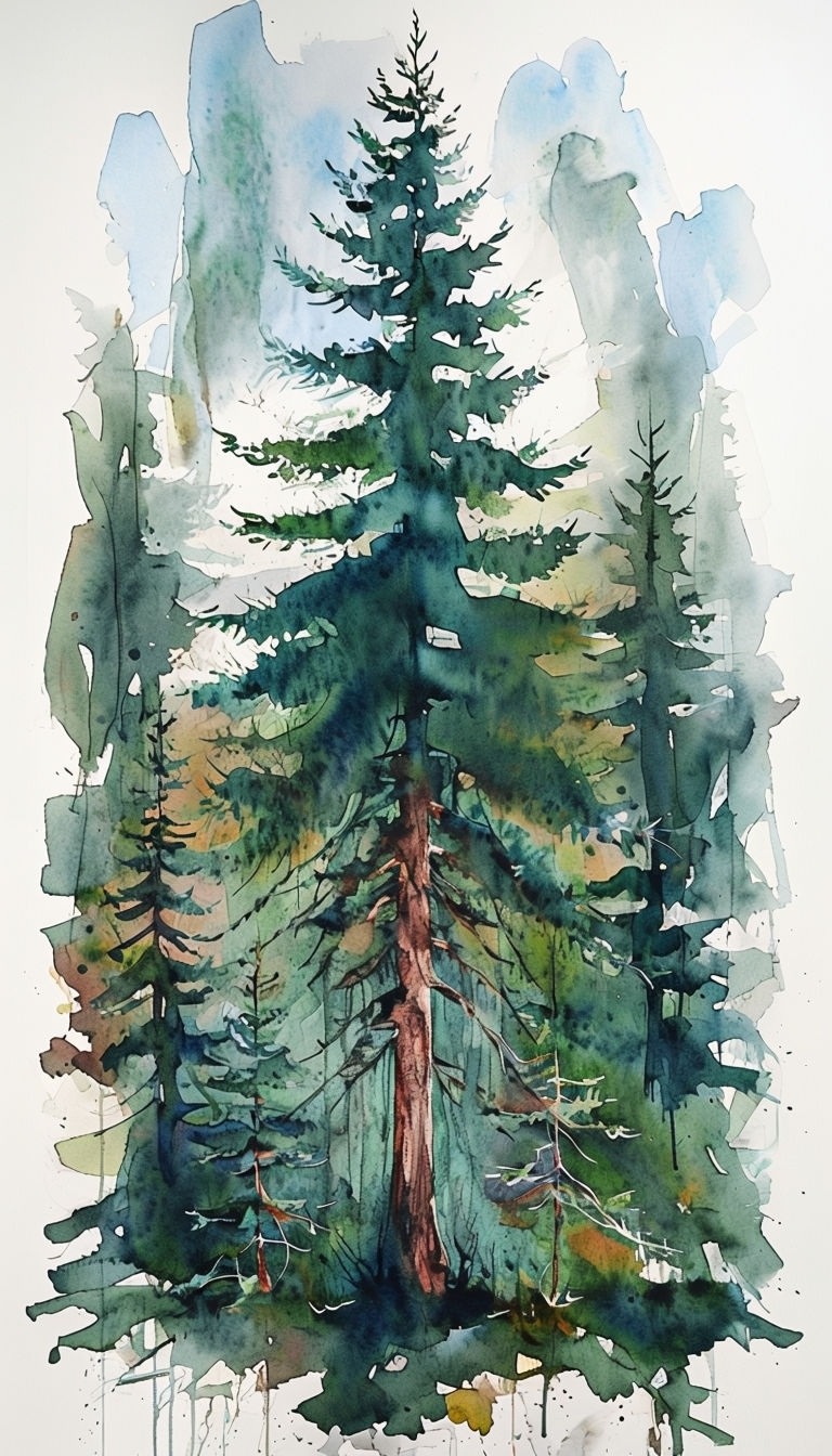 Serene Evergreen Forest Watercolor Art for Phone Case Cover