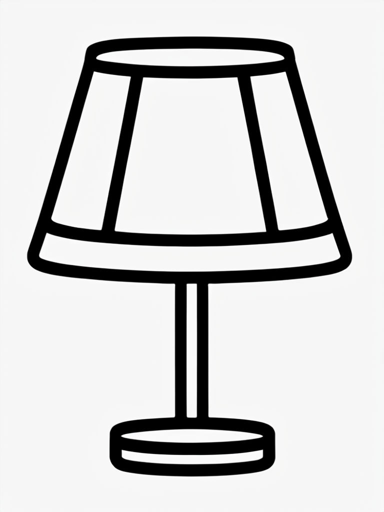 Minimalist Black Line Drawing of a Table Lamp Coloring Book Page