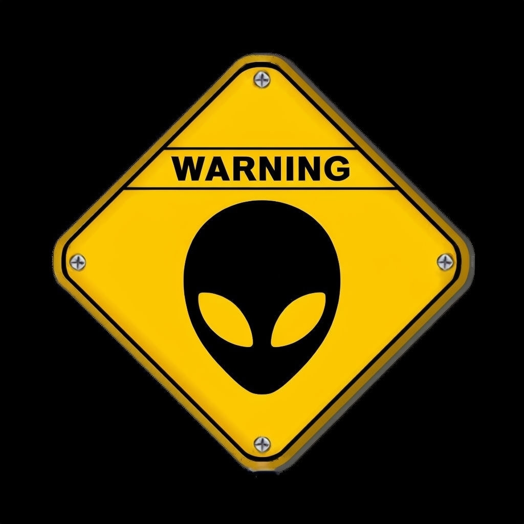 Warning Alien Sign in Yellow and Black Design for Hats