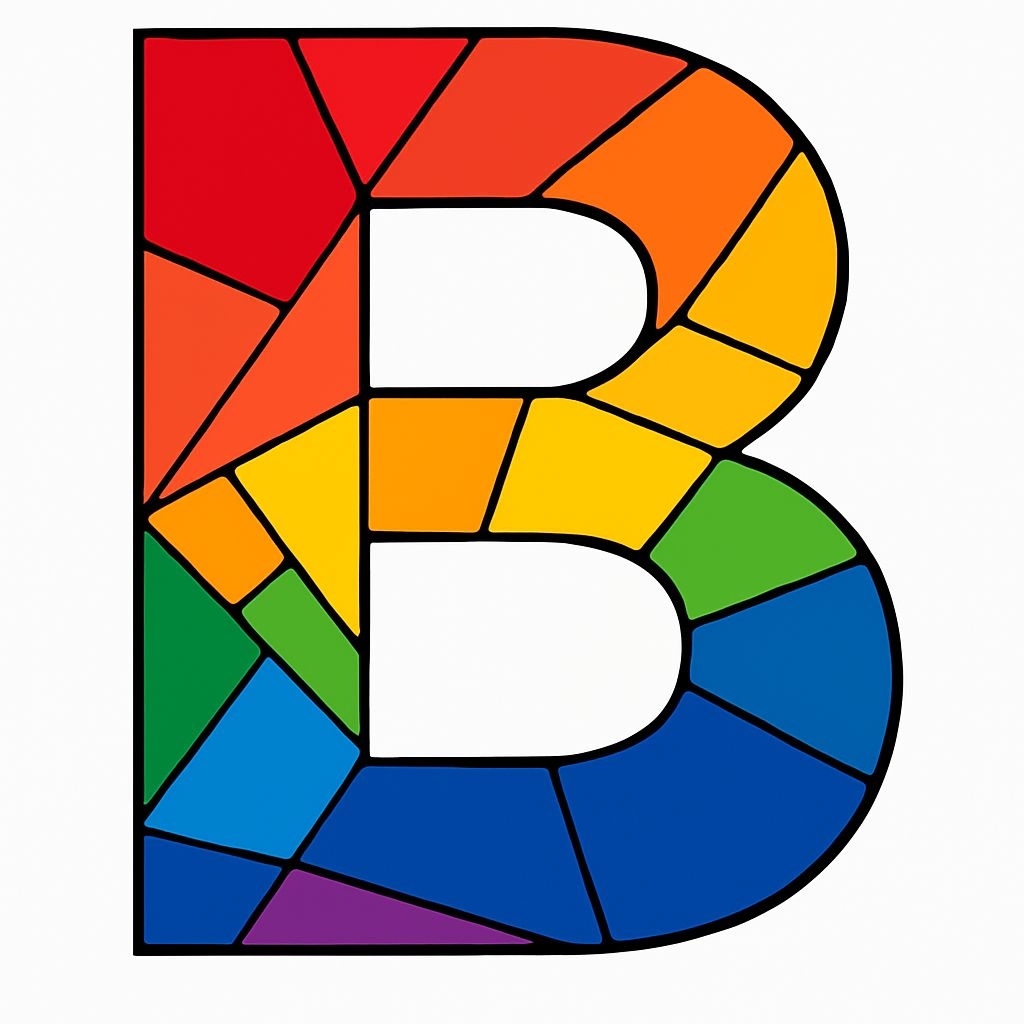 Vibrant Geometric Mosaic Letter B Artwork Monogram