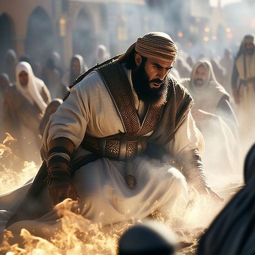 Create an image depicting the moment of Khalid ibn alWalid'... by zaid