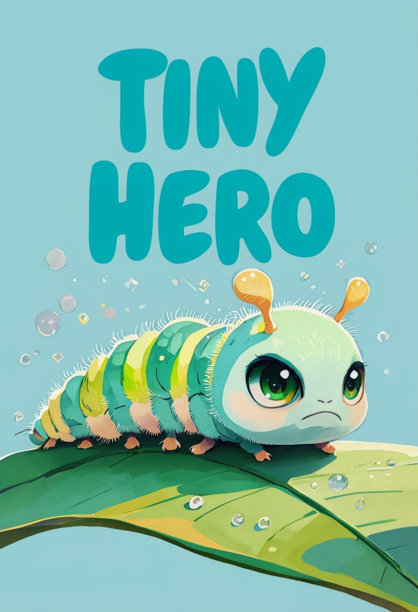 Whimsical Tiny Hero Baby Caterpillar Illustration Poster