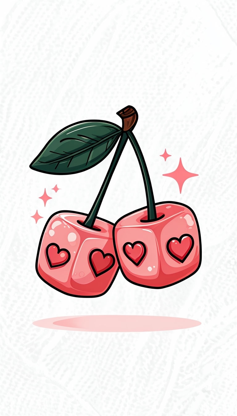 Whimsical Pink Cherries with Hearts Illustration Phone Case Cover