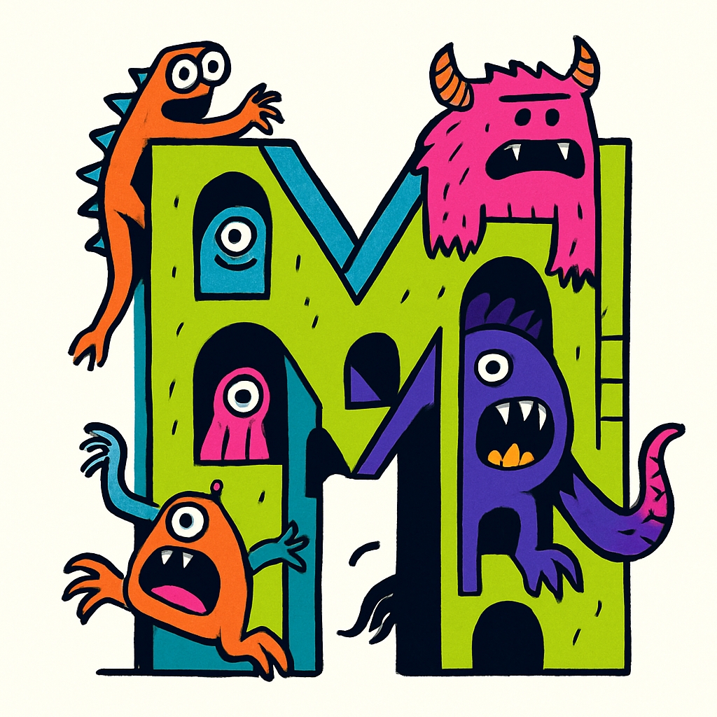 Vibrant Cartoon Monster Letter M Illustration Sticker