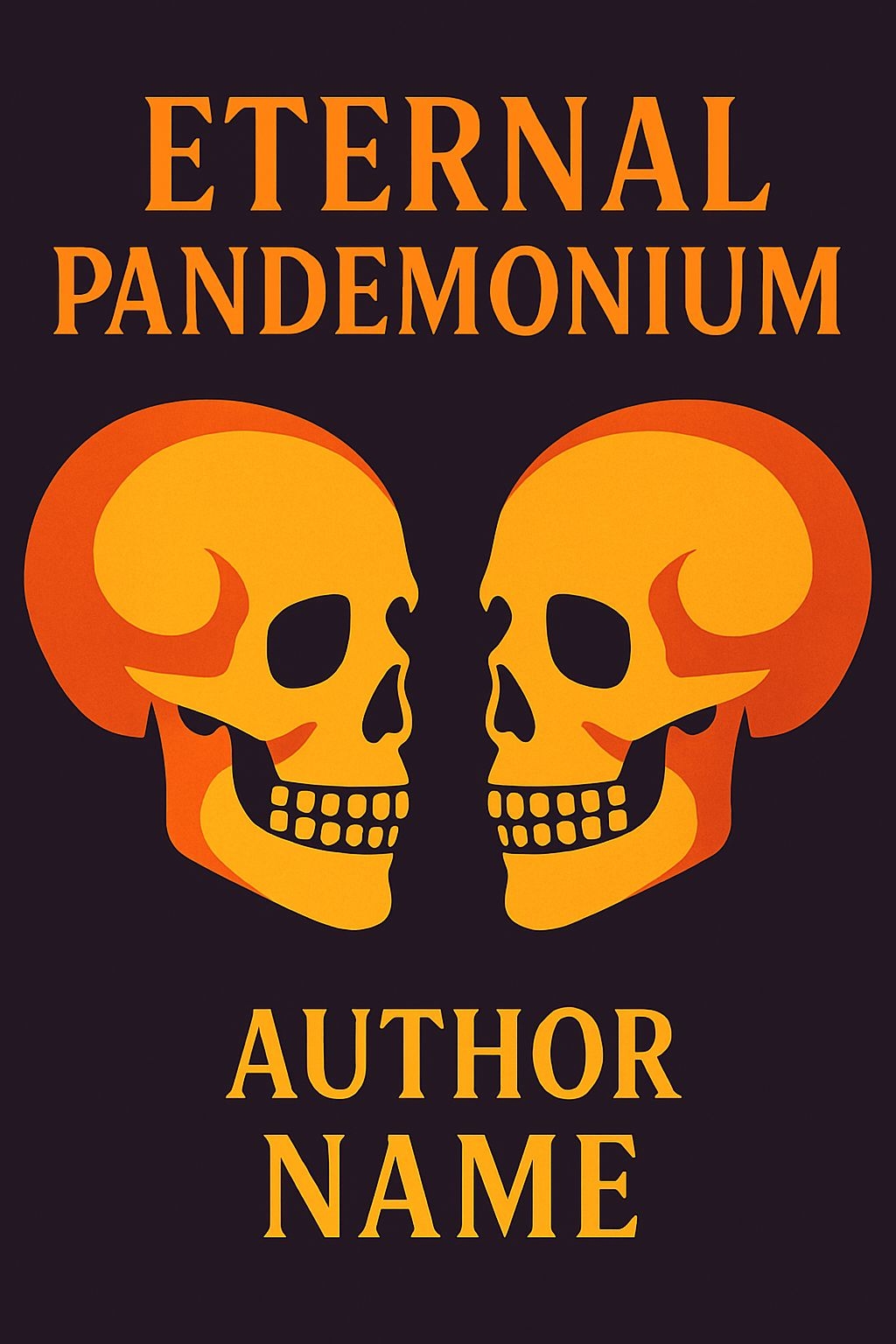 Symmetrical Skull Illustration with Eternal Pandemonium Text EBook Cover