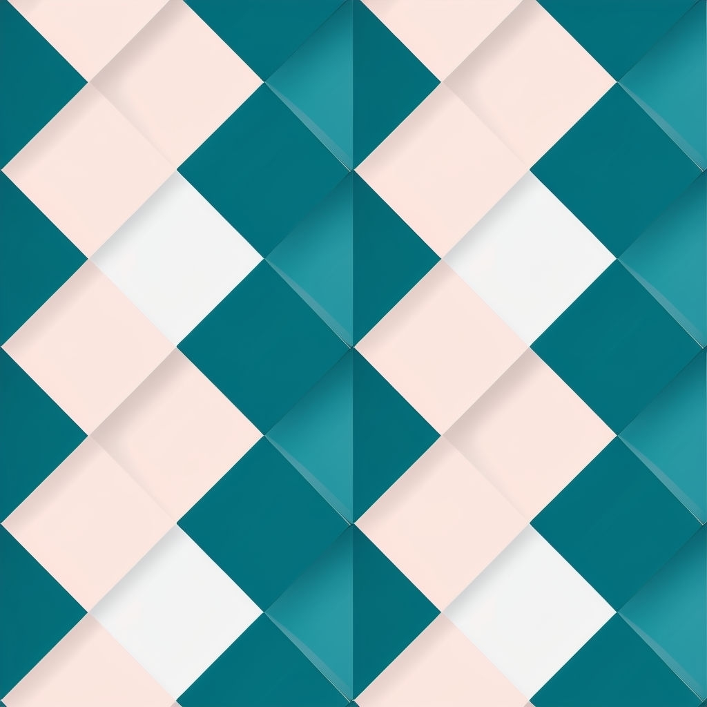 Vibrant Teal and Peach Checkerboard Diamond Seamless Pattern