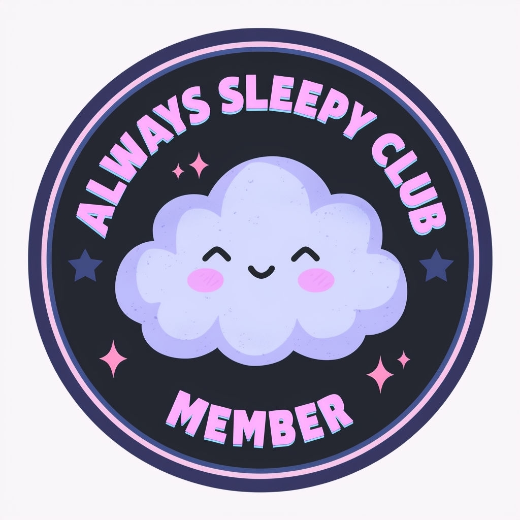 Cute Always Sleepy Club Cloud Character Sticker Design