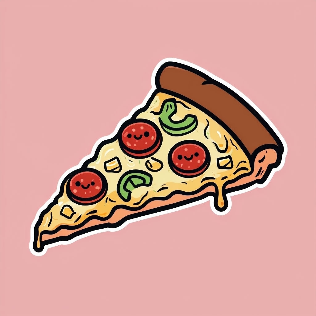 Cartoon Pizza Slice with Smiling Pepperoni T-Shirt