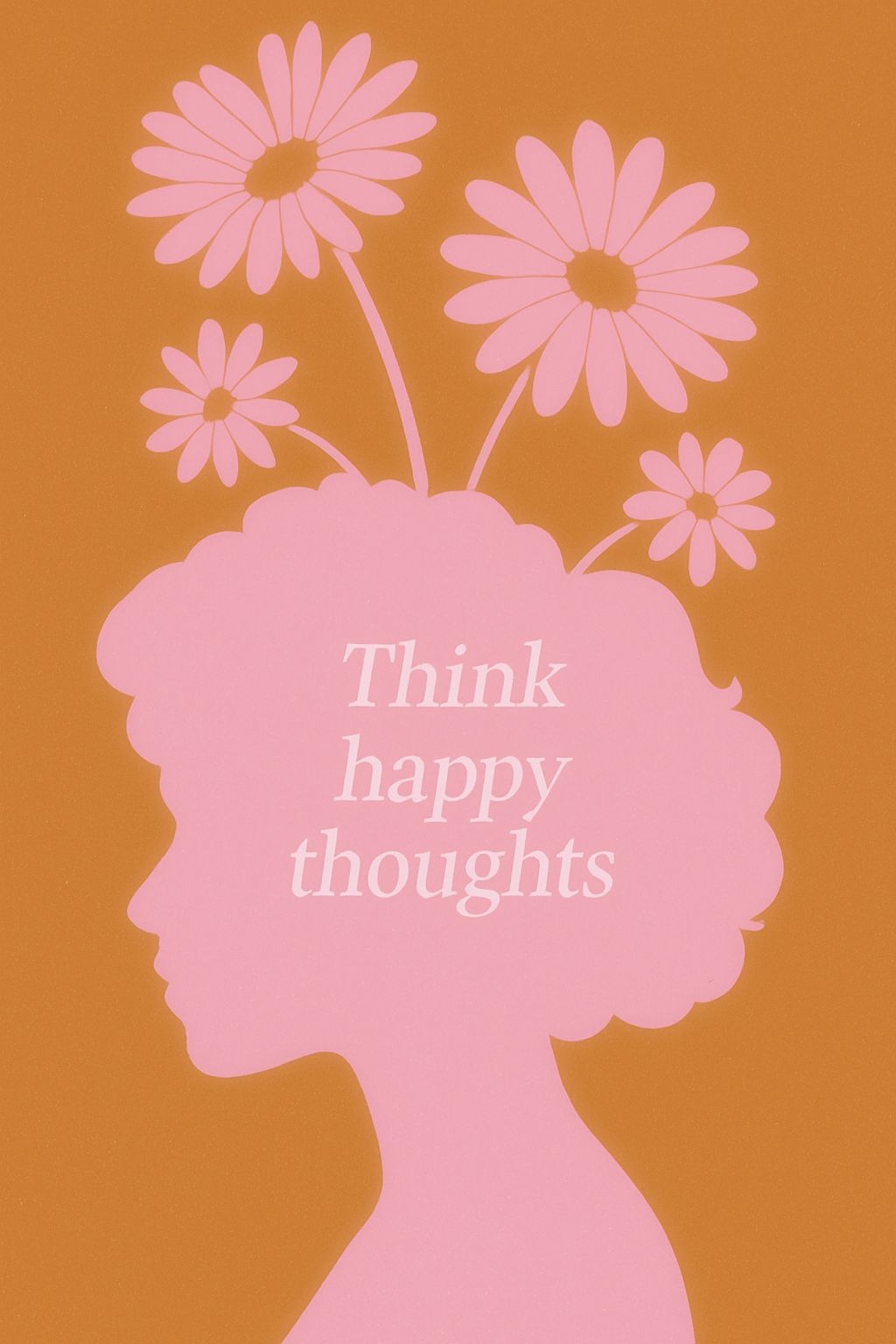 Minimalist 'Think Happy Thoughts' Floral Illustration Social Media Post